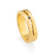 Todd Reed ring in 18k yellow gold, and a raw diamond cube (~.115ct)